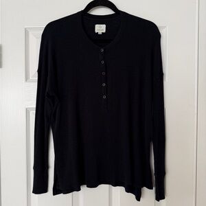 Aerie Offline oversized ribbed henley long sleeve shirt, size XS